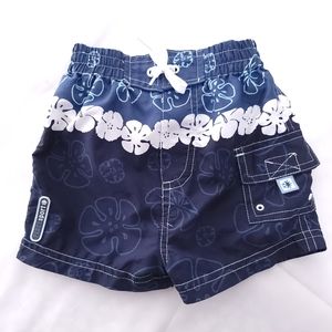 Childrens Place Hawaiian Floral Swim Trunks Board Shorts Swimsuit Sz 6 - 9 month